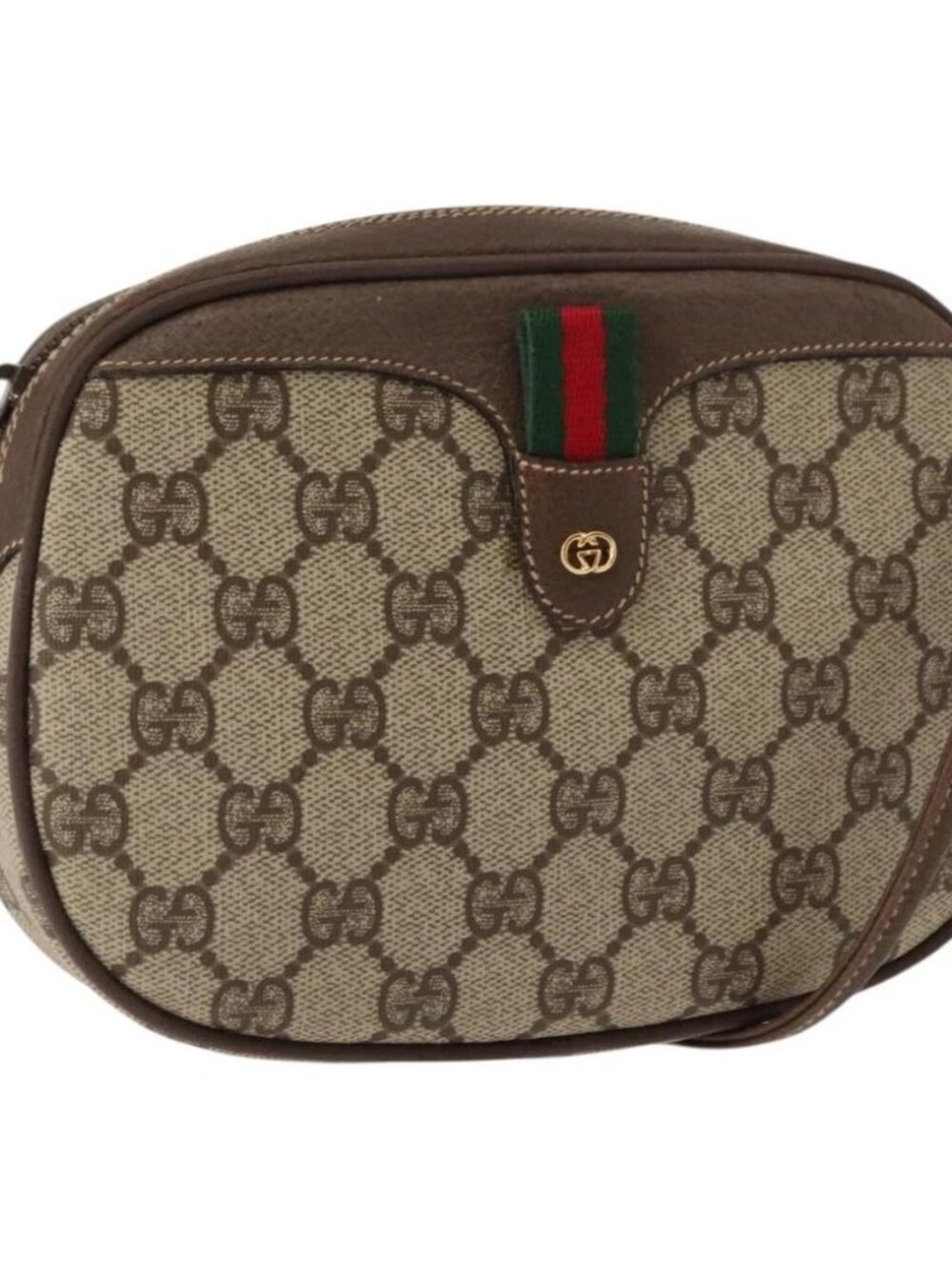 GUCCI GG Supreme Web Sherry Line Bag PVC Beige 007 58 6112 4023 Auth 148252 - Picture 2 of 16